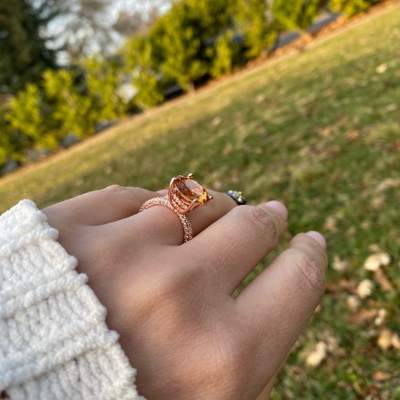 GorgeousWhite Sapphire Rose Gold Filled Ring - Picture 11 of 16